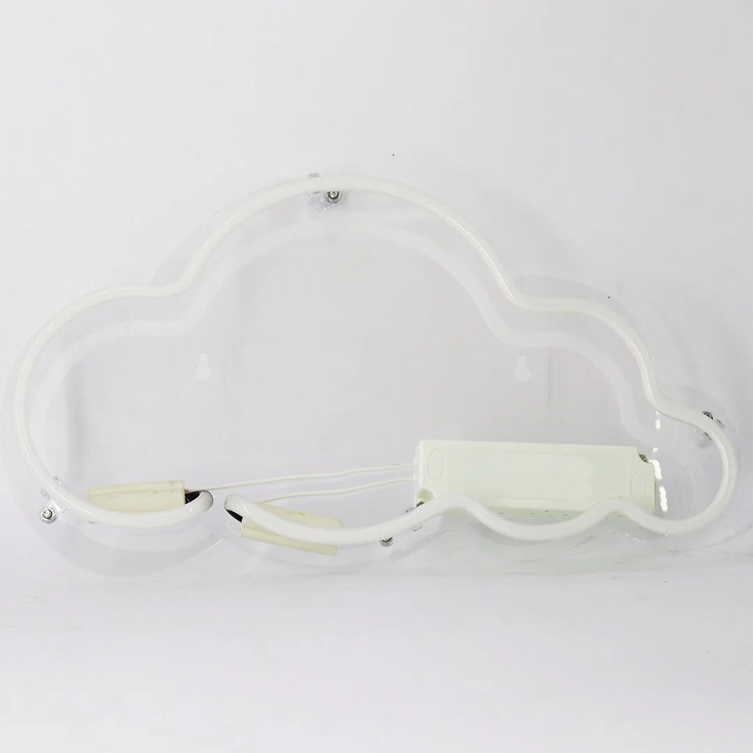 "Wolke" Glas Wand Neon Schild – Leuchtend weiße Neon Wolke für sanfte Wanddekoration | Neon Sign aus Glas