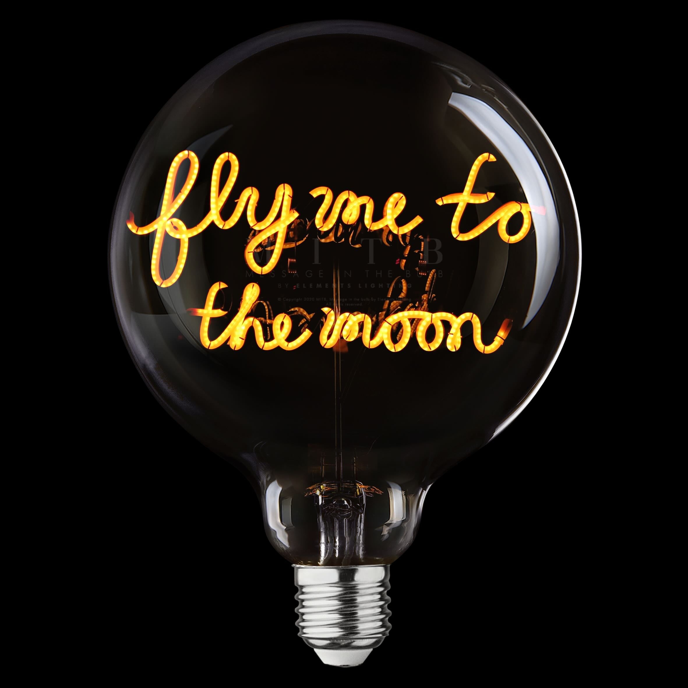„Fly Me to the Moon“ Akku LED Deko-Glühbirne – Botschaftsleuchte