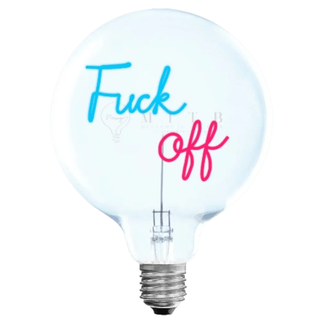 „F*ck Off“ Akku LED Deko-Glühbirne – Produktansicht