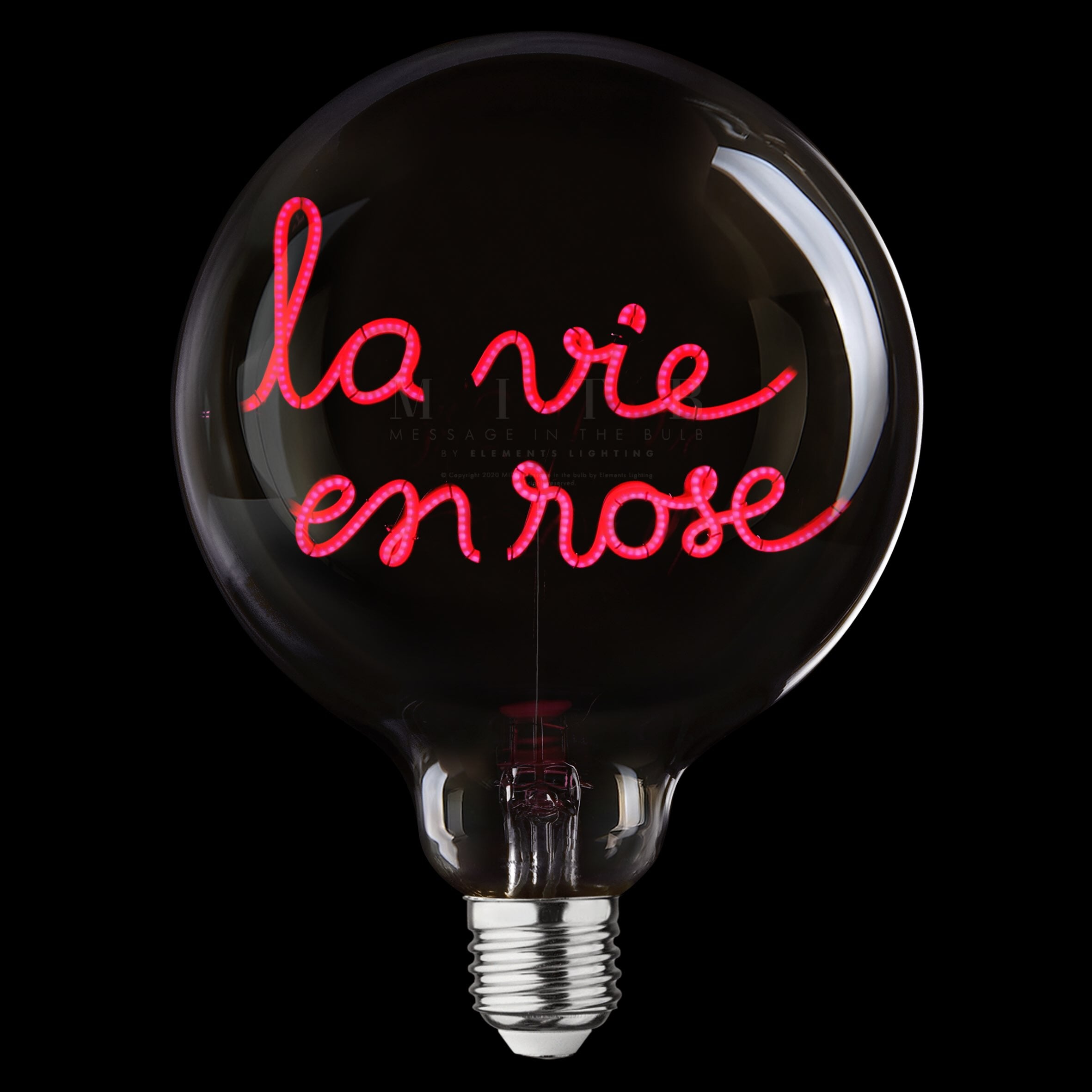 „La Vie en Rose“ Akku LED Deko-Glühbirne – Botschaftsleuchte