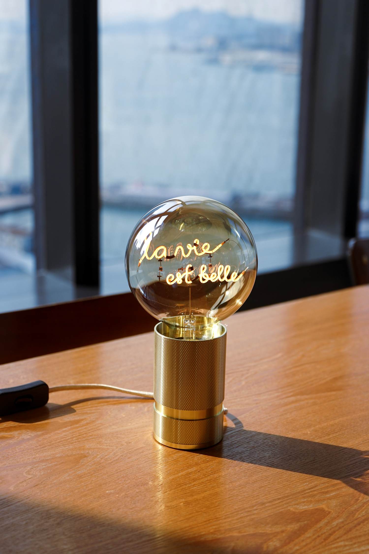 "la vie est belle" LED Deko-Glühbirne – Botschaftsleuchte