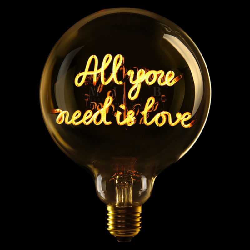 „All You Need Is Love“ Kabel LED Deko-Glühbirne – Botschaftsleuchte