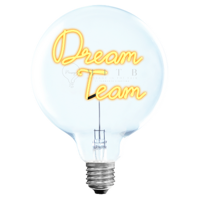 „Dream Team“ Akku LED Deko-Glühbirne – Botschaftsleuchte