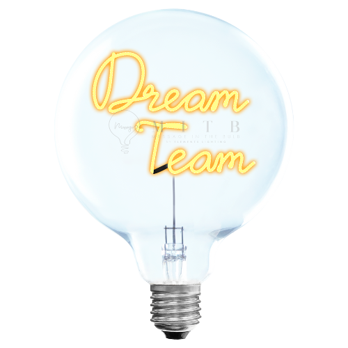 „Dream Team“ Akku LED Deko-Glühbirne – Botschaftsleuchte