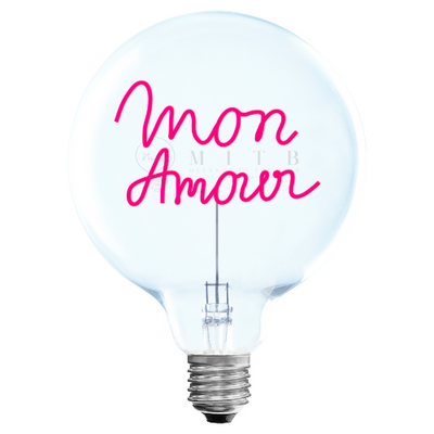 „Mon Amour“ Akku LED Deko-Glühbirne – Botschaftsleuchte