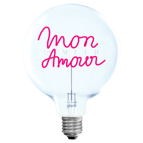 „Mon Amour“ Akku LED Deko-Glühbirne – Botschaftsleuchte