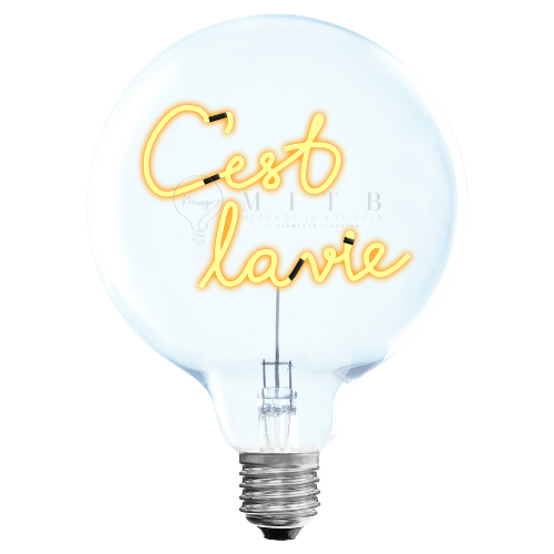 „C'est la Vie“ Akku LED Deko-Glühbirne – Botschaftsleuchte
