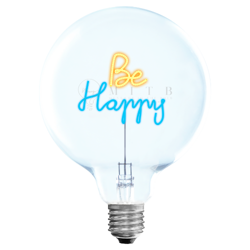 „Be Happy“ Akku LED Deko-Glühbirne – Botschaftsleuchte