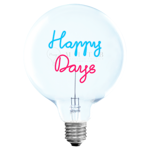 „Happy Days“ Akku LED Deko-Glühbirne – Botschaftsleuchte