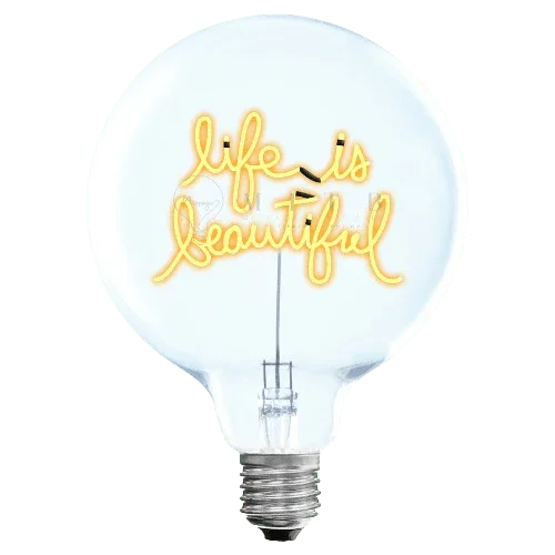 „Life Is Beautiful“ Akku LED Deko-Glühbirne – Produktansicht