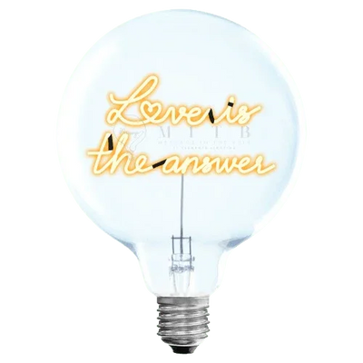 „Love Is the Answer“ Akku LED Deko-Glühbirne – Produktansicht