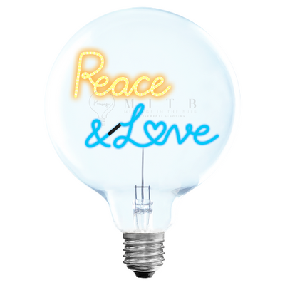 „Peace and Love“ Akku LED Deko-Glühbirne – Botschaftsleuchte