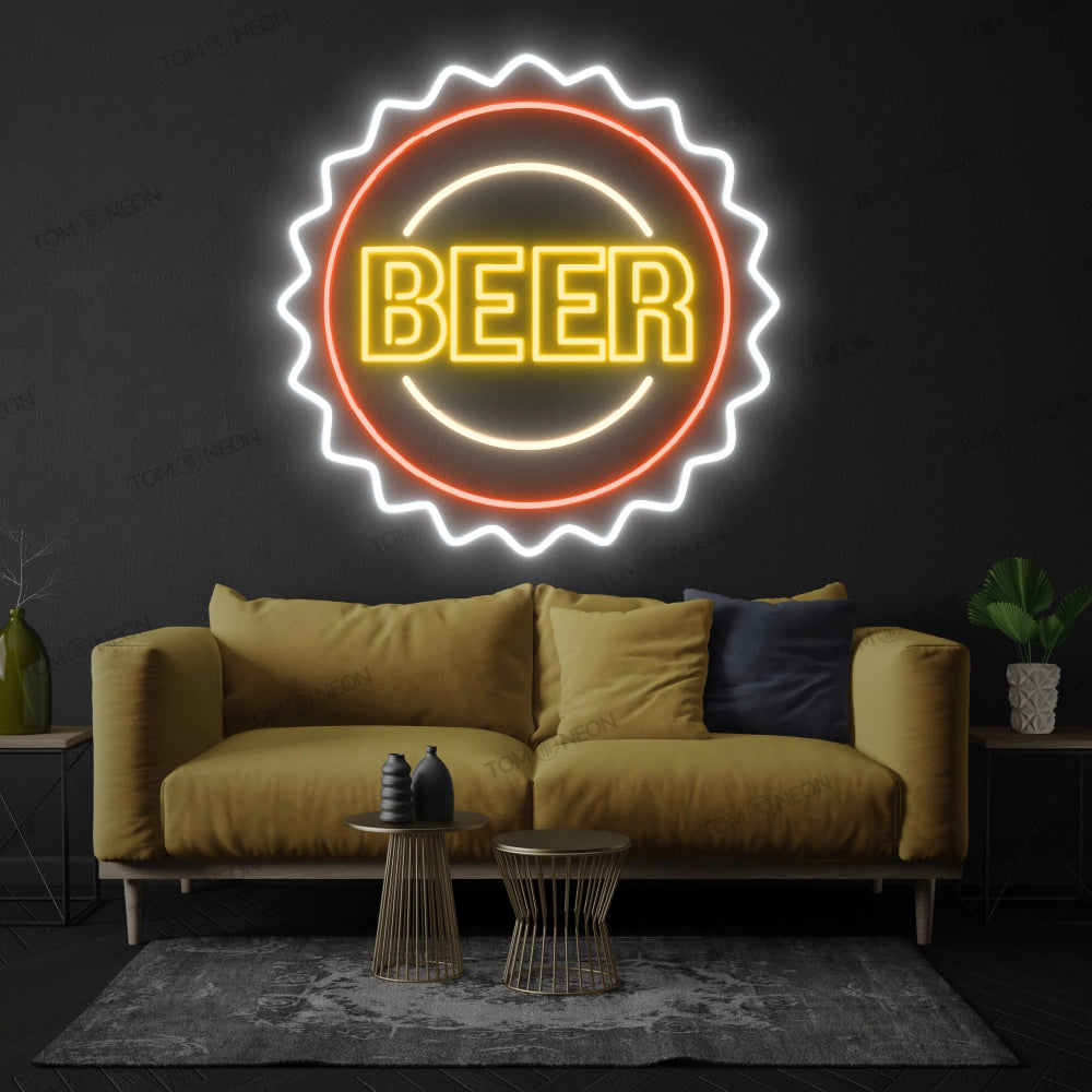 Beer Neon Schild - Erfrischende Geselligkeit als Kronkorken