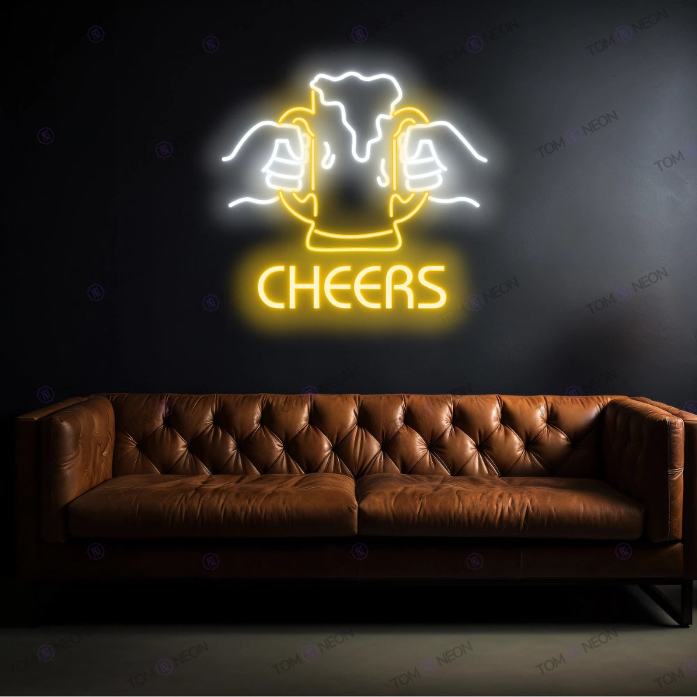Bier Cheers Neon Schild - Leuchtendes Anstoßen & Geselligkeit