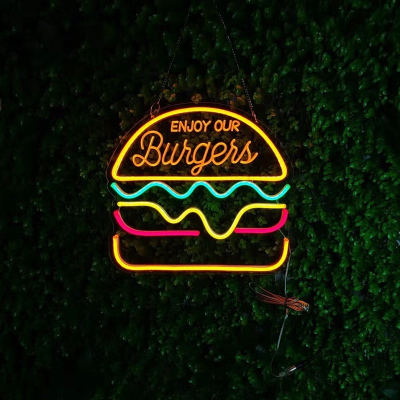 Burger LED Neon Sign – USB Neonschild – Perfekte Geschenkidee | TOM NEON