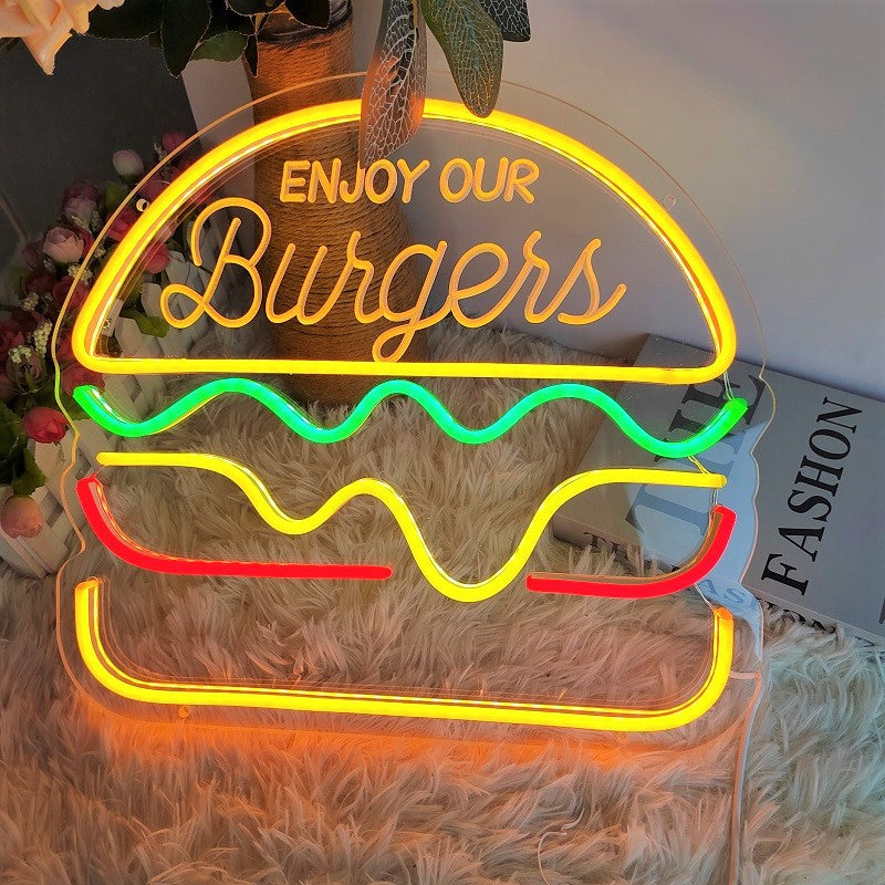 Burger LED Neon Sign – USB Neonschild – Perfekte Geschenkidee | TOM NEON