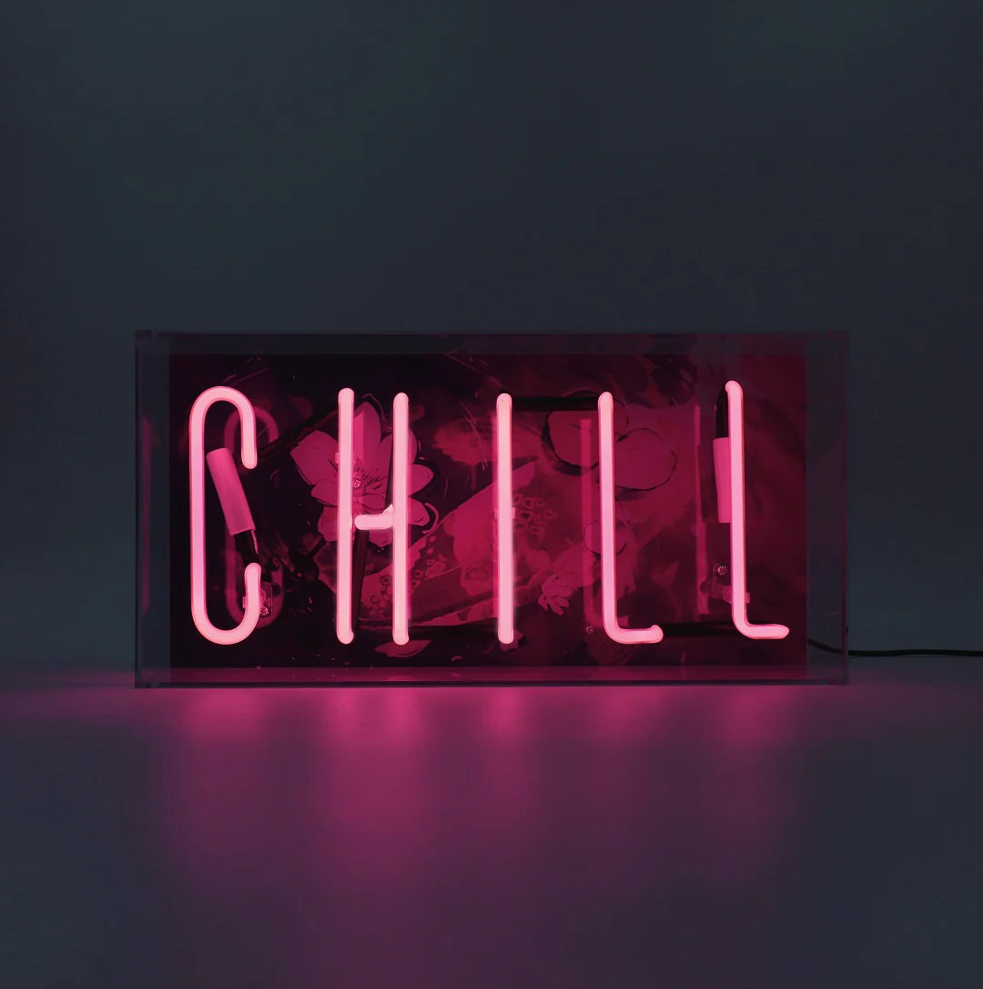 "Chill" Glas Neon Box