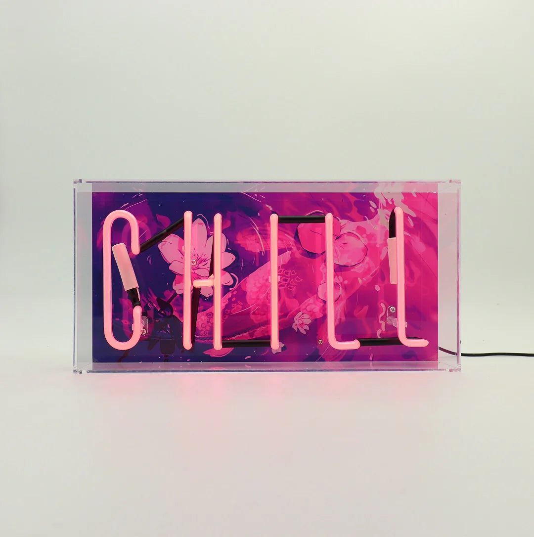 "Chill" Glas Neon Box