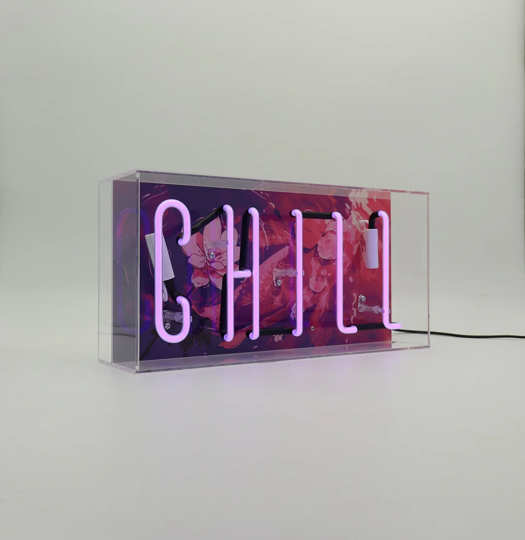 "Chill" Glas Neon Box