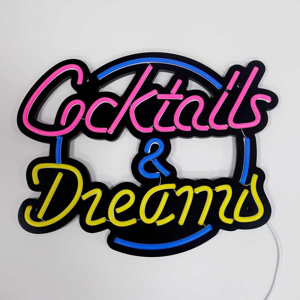 Cocktails & Dreams LED Neon lettering - USB neon shield Sign - Perfect gift idea