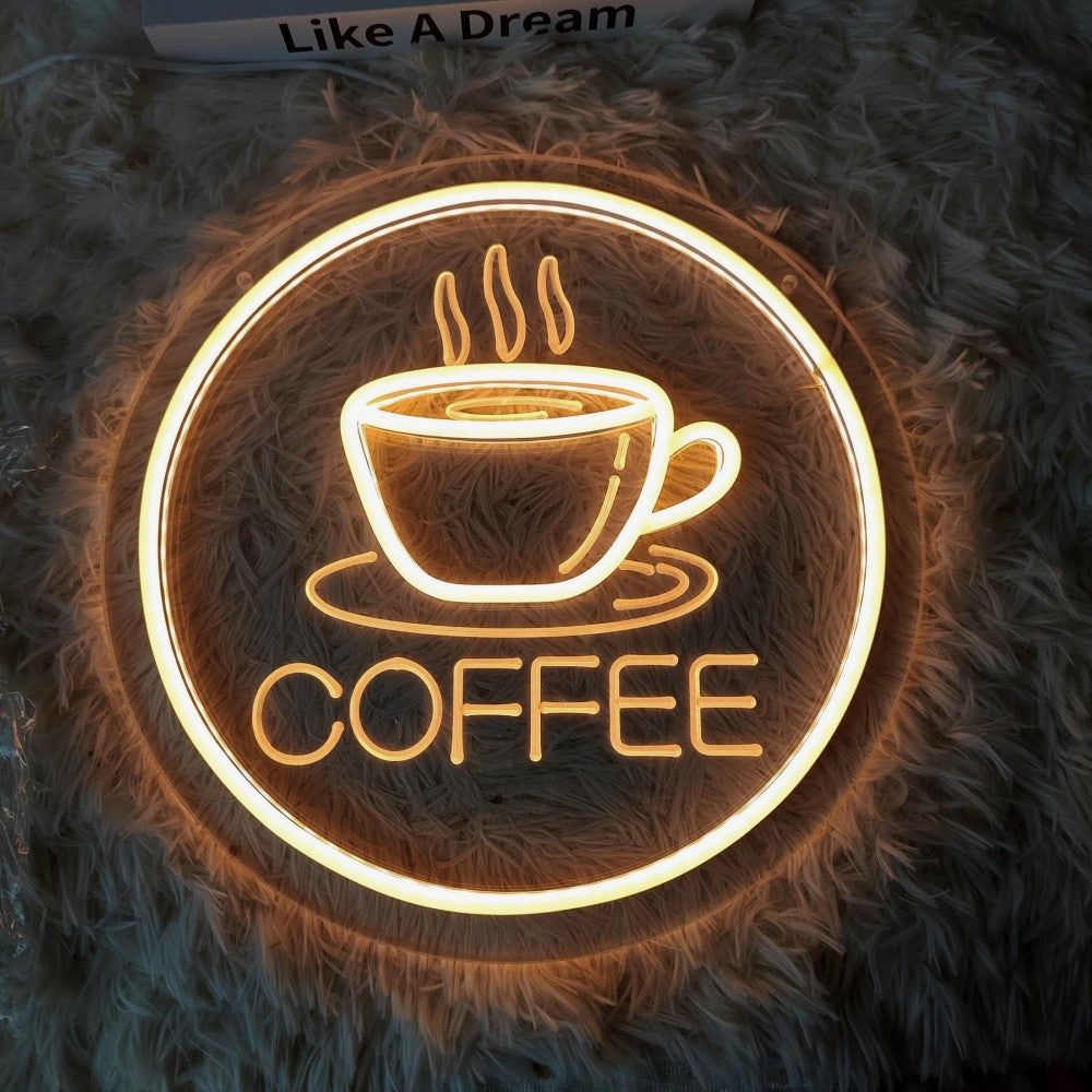 Coffee Circle LED Neon Sign – USB Neonschild – Perfekte Geschenkidee | TOM NEON