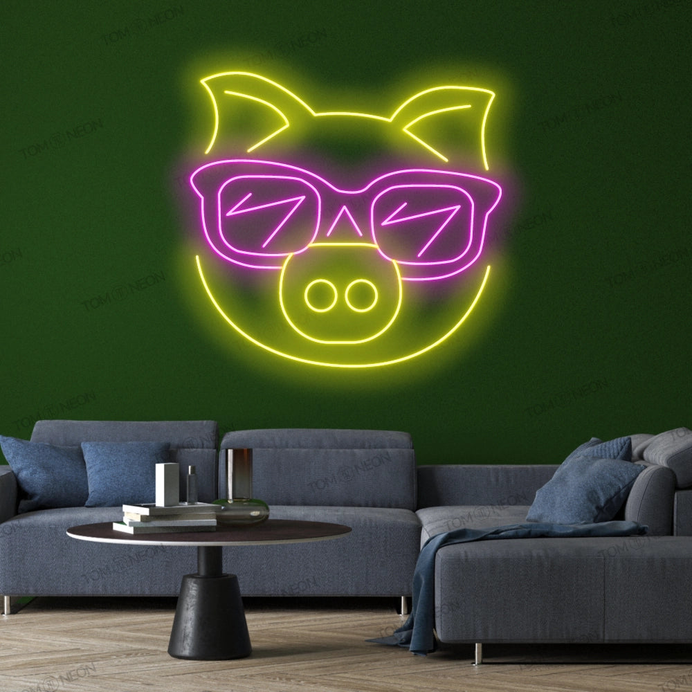 Cool pig neon shield - fun & style for your home