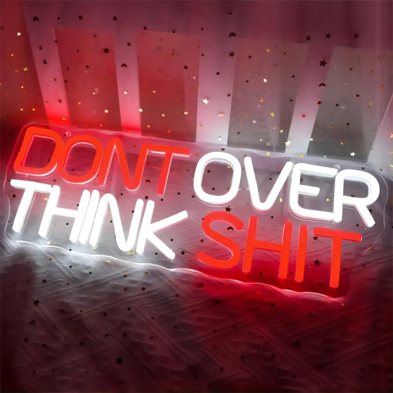 Don't Over Think Shit LED Neon Schriftzug – USB Neonschild Sign – Perfekte Geschenkidee