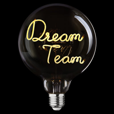 „Dream Team“ Akku LED Deko-Glühbirne – Botschaftsleuchte