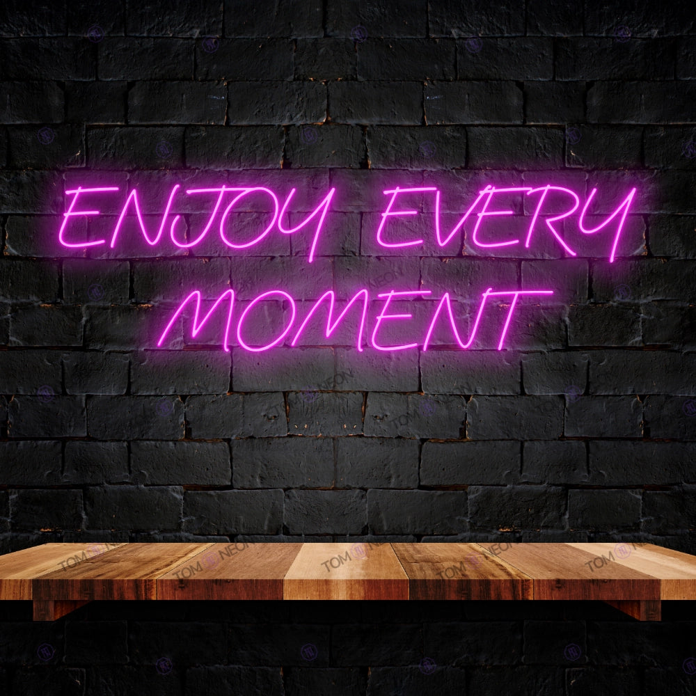 Enjoy Every Moment Led Neon lettering Sign - Inspirational LED Neon shield for your home