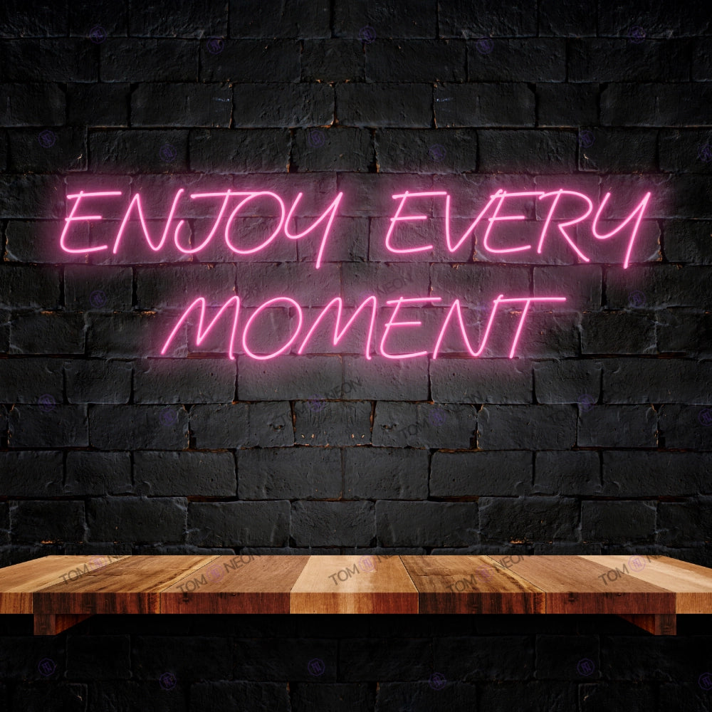 Enjoy Every Moment Led Neon lettering Sign - Inspirational LED Neon shield for your home