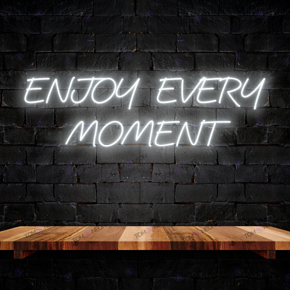 Enjoy Every Moment Led Neon lettering Sign - Inspirational LED Neon shield for your home