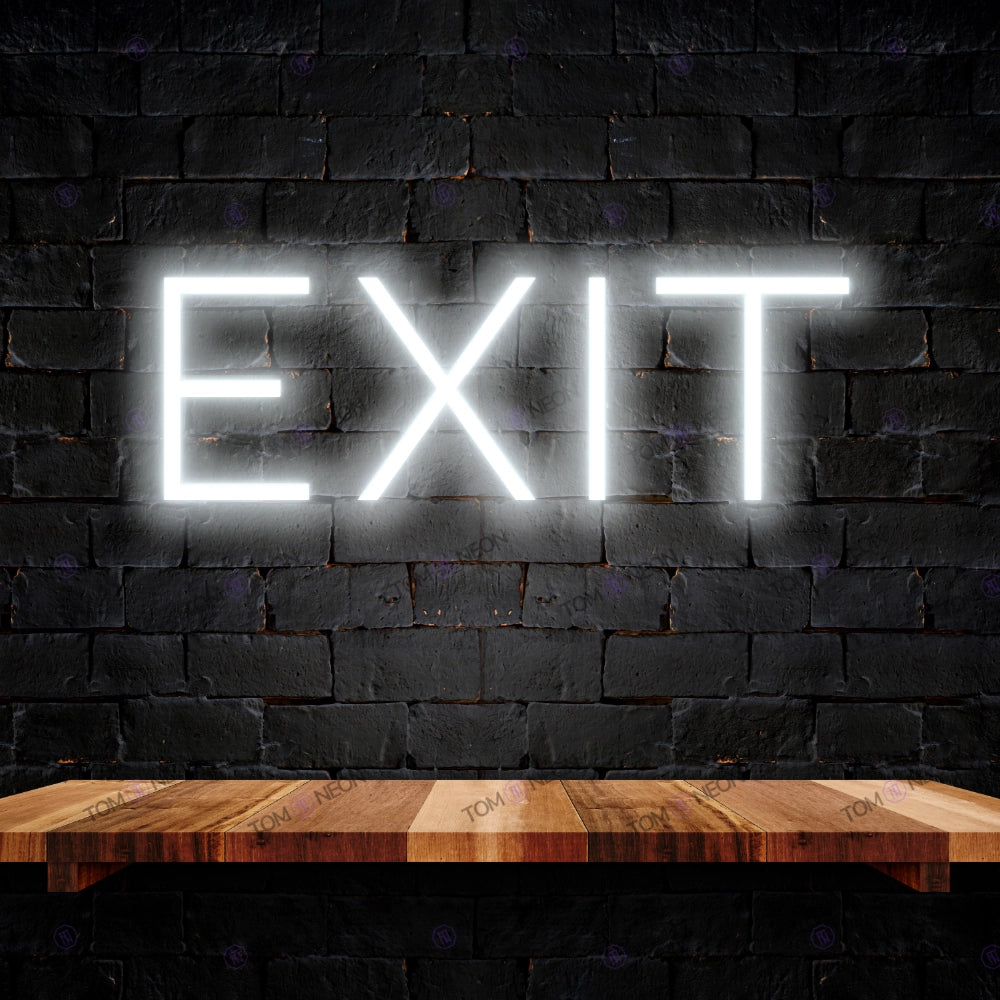 Exit LED Neon Schriftzug Sign, beleuchtetes Neonschild in weiß, ideal für Restaurants, Bars und Cafés, sorgt für klare Wegweisung und stilvolle Beschilderung.