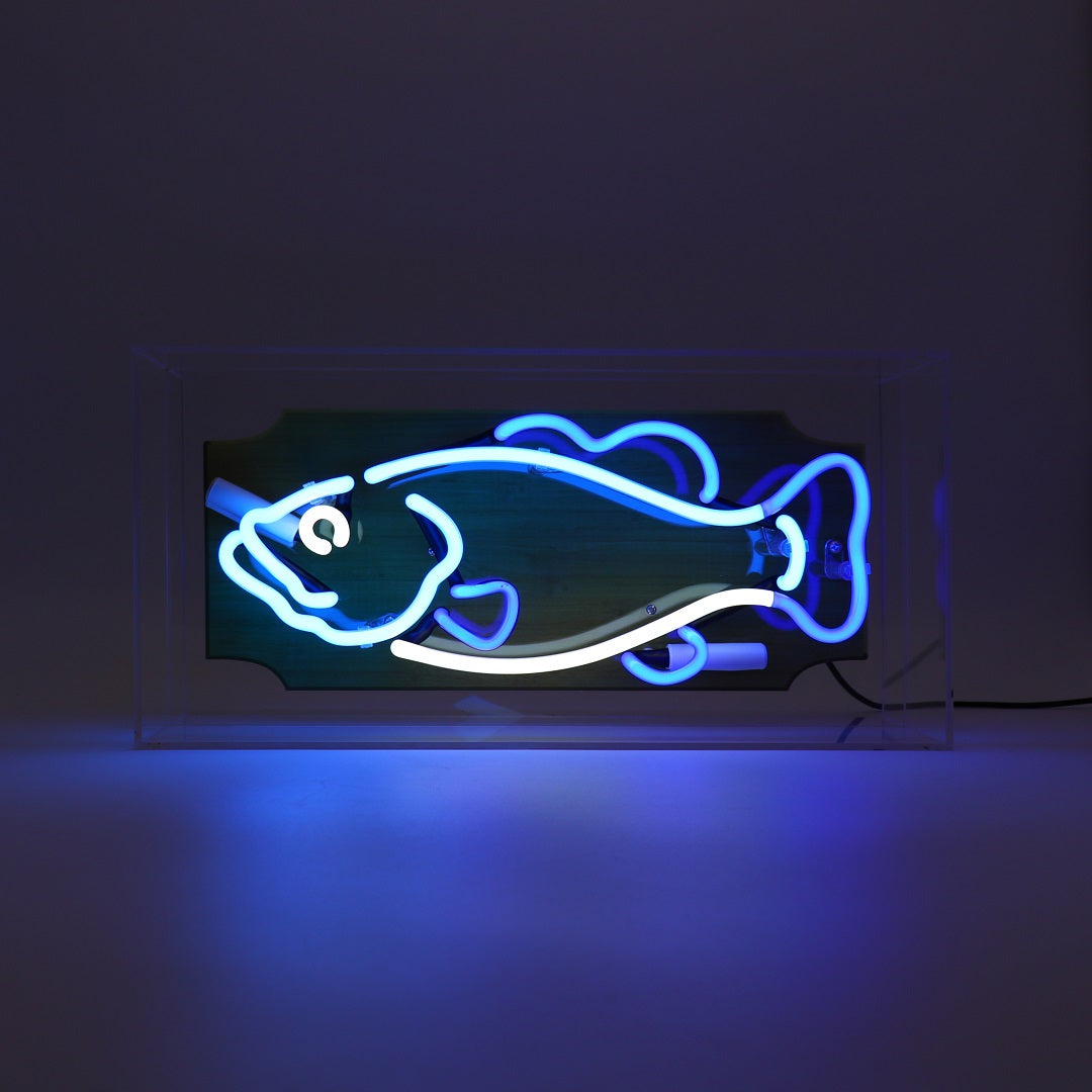 "Fisch Trophäe" Glas Neon Box