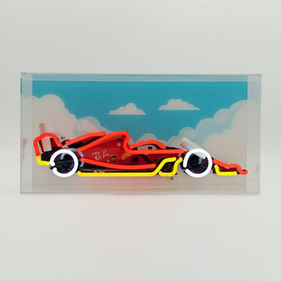 F1-Rennwagen Glas Neon Box | Rasantes Neon Schild für Motorsportfans und stilvolle Neon Dekoration