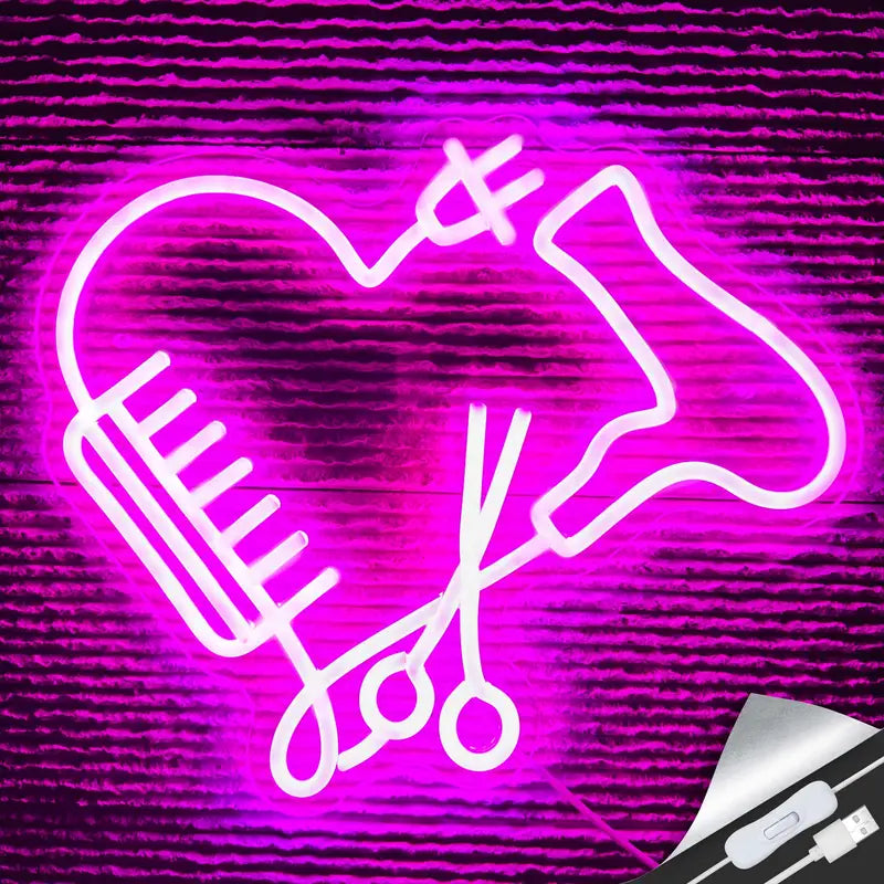 Friseur Werkzeug LED Neon Schild – USB Neon Sign – Perfekte Geschenkidee | TOM NEON