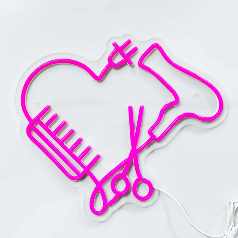 Friseur Werkzeug LED Neon Schild – USB Neon Sign – Perfekte Geschenkidee | TOM NEON