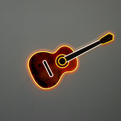 Gitarre Neon Schild Bildmotiv | Stylische Neon Dekoration für Musikliebhaber in drei ikonischen Varianten