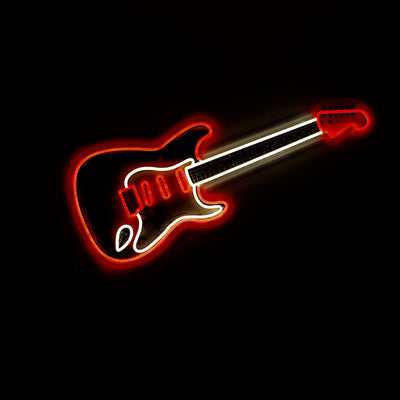 Gitarre Neon Schild Bildmotiv | Stylische Neon Dekoration für Musikliebhaber in drei ikonischen Varianten