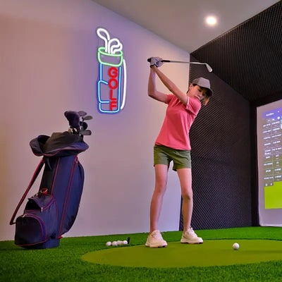 Golf mit Schlägern LED Neon Schild – USB Neonschild Sign – Perfekte Geschenkidee | TOM NEON