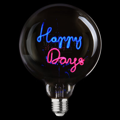 „Happy Days“ Akku LED Deko-Glühbirne – Botschaftsleuchte