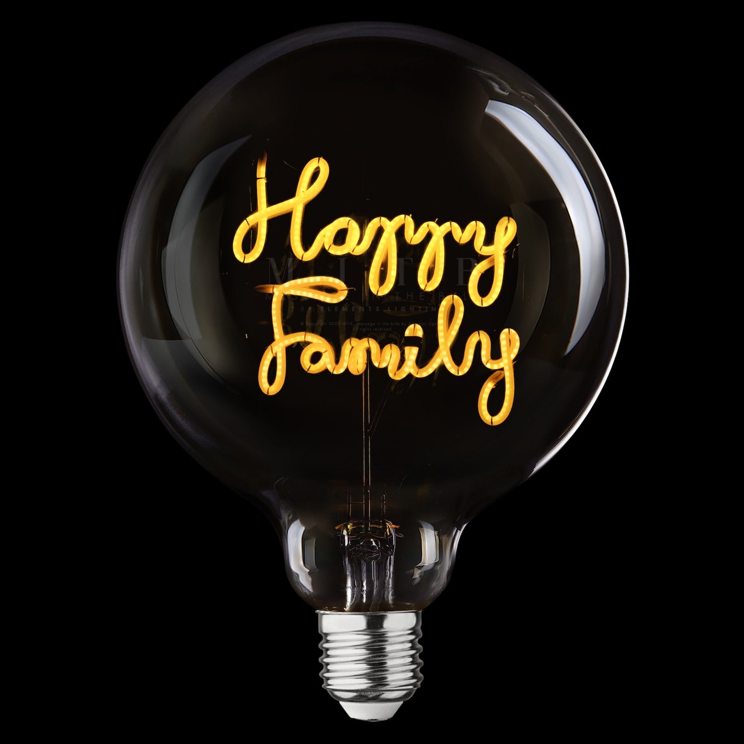 „Happy Family“ Akku LED Deko-Glühbirne – Botschaftsleuchte