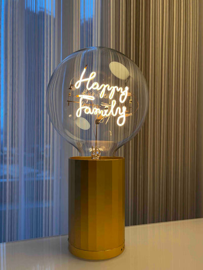 „Happy Family“ Akku LED Deko-Glühbirne – Botschaftsleuchte