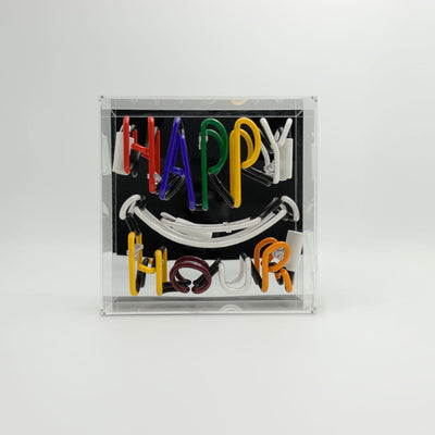 Happy Hour Glas Neon Box | Bunte Neon Dekoration mit Gute-Laune-Garantie