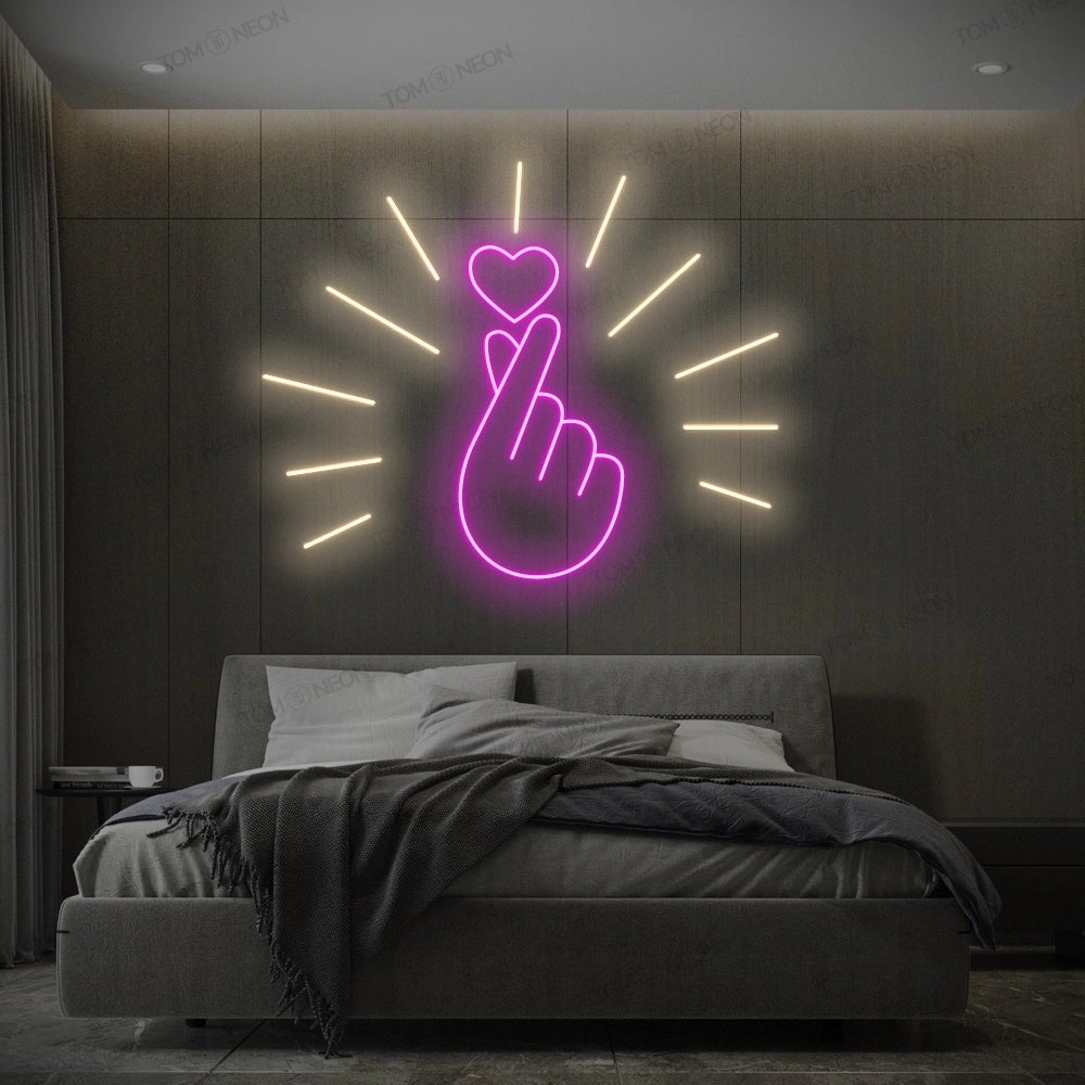 Heart hand neon shield - love & warmth for your home