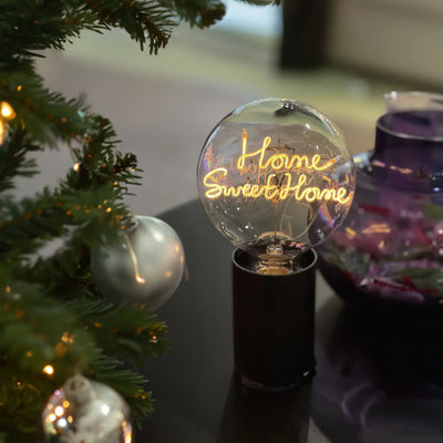 „Home Sweet Home“ Akku LED Deko-Glühbirne – Detailansicht