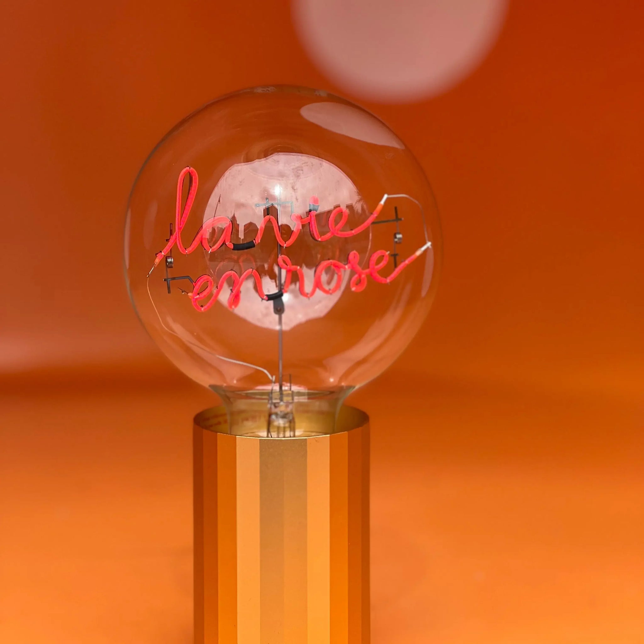 "La Vie en Rose" Akku LED Deko-Glühbirne – Wohnraum-Szene
