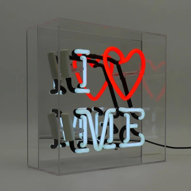 "I love me" Glas Neon Box