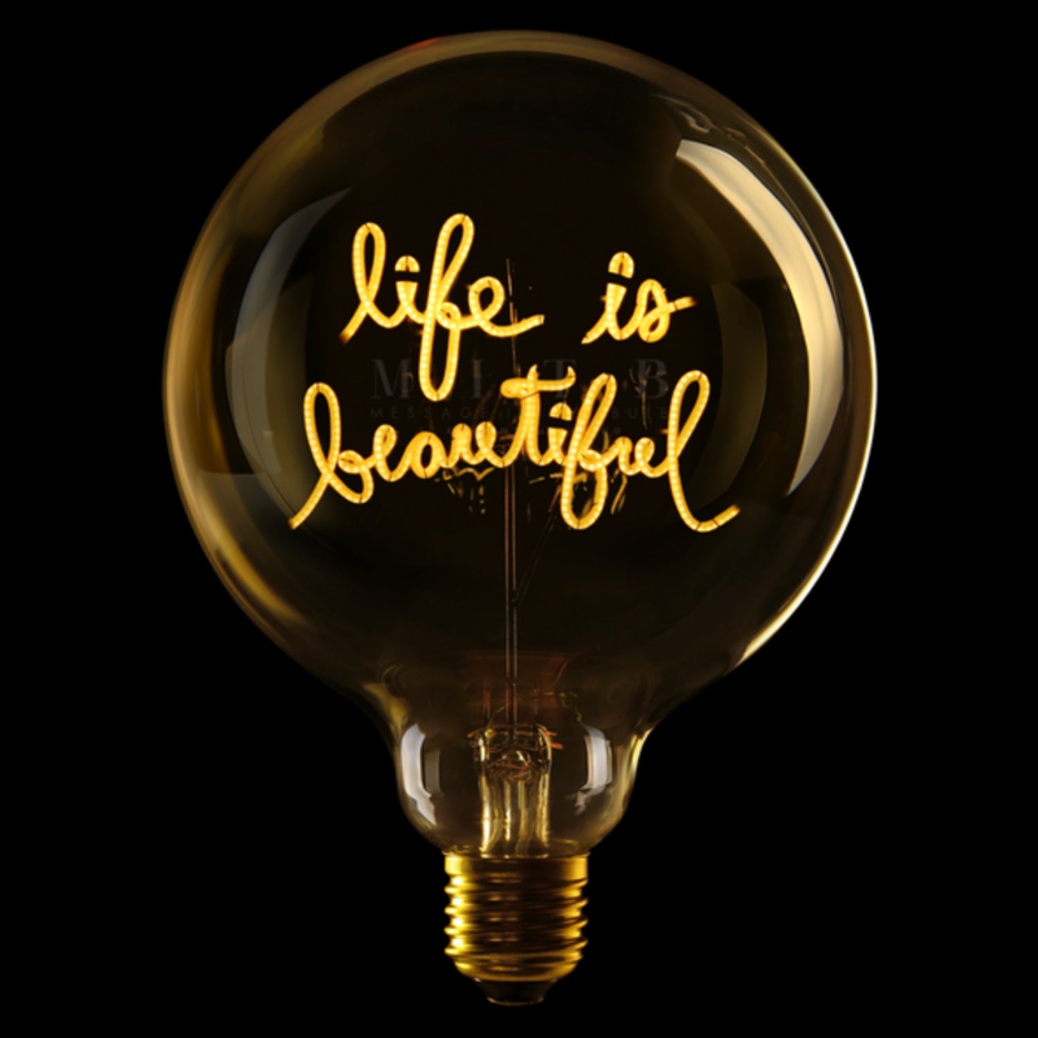 "life is beautiful" LED Deko-Glühbirne – Botschaftsleuchte