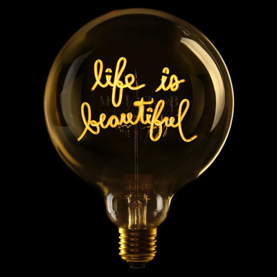 "life is beautiful" LED Deko-Glühbirne – Botschaftsleuchte