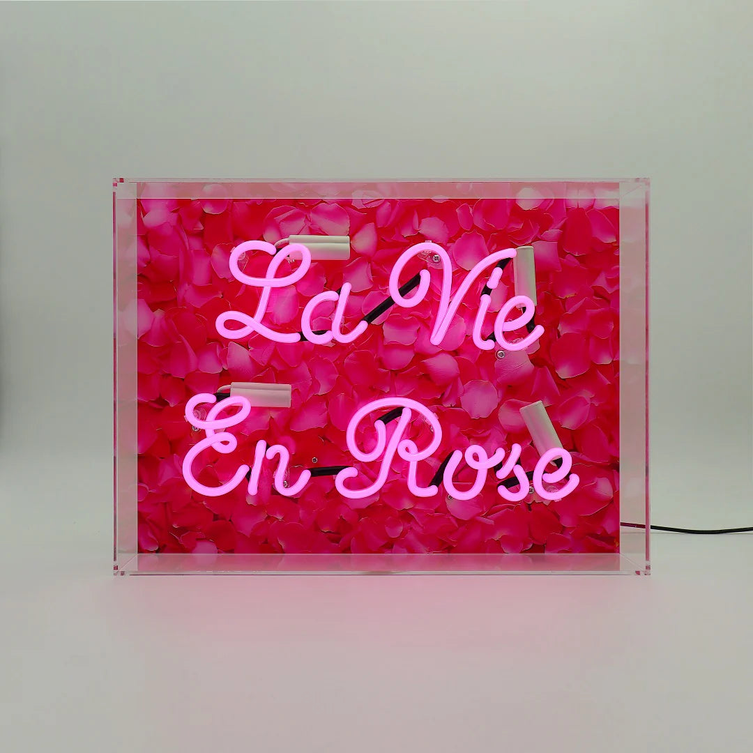 "La Vie En Rose" Glas Neon Box